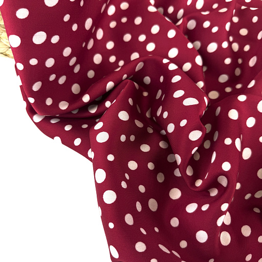 картинка Вискозный шелк "Горошек" мелкий бордо от интернет магазина