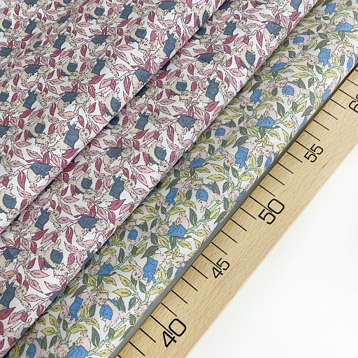 картинка Хлопок "Зайки на лужайке" розовый от интернет магазина