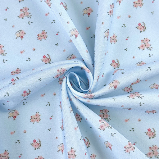 картинка Ткань плательная "Розочки" голубые от интернет магазина