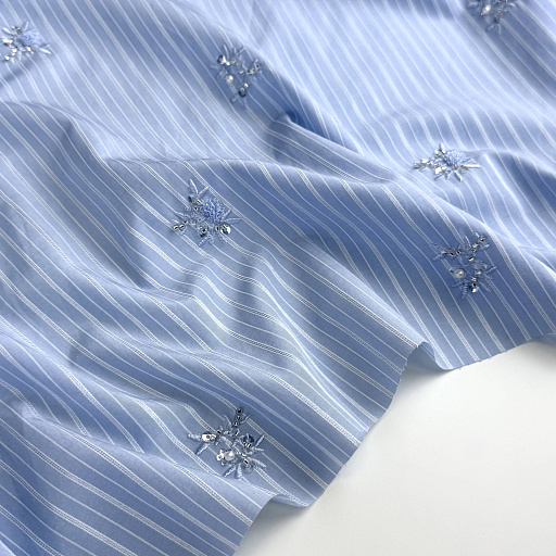 картинка Сорочечная полоска голубая с вышивкой от интернет магазина