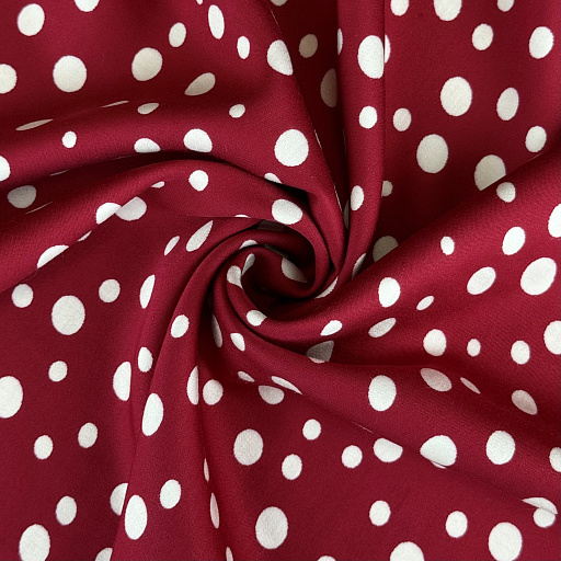 картинка Вискозный шелк "Горошек" мелкий бордо от интернет магазина
