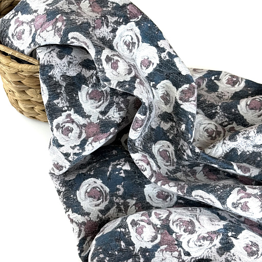 картинка Жаккард "Винтаж" розы син от интернет магазина