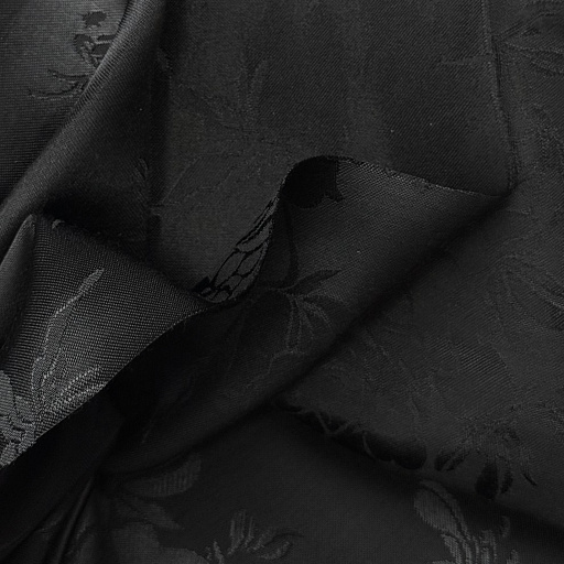 картинка Вискозный шелк жаккардовый "Императорский павлин" черный от интернет магазина