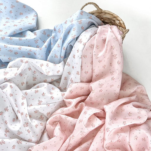 картинка Ткань плательная "Розочки" белые от интернет магазина