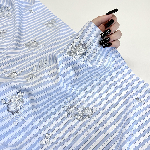 картинка Сорочечная полоска голубая с вышивкой от интернет магазина