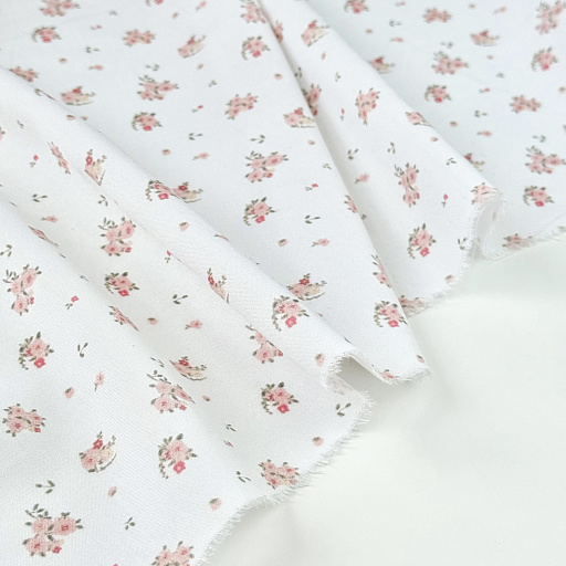 картинка Ткань плательная "Розочки" белые от интернет магазина
