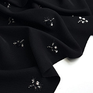 Плательно-костюмная черная с вышивкой