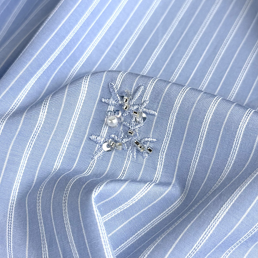 картинка Сорочечная полоска голубая с вышивкой от интернет магазина