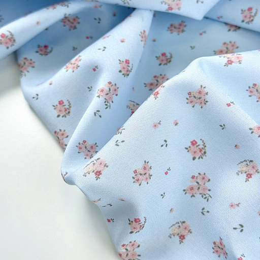 картинка Ткань плательная "Розочки" голубые от интернет магазина