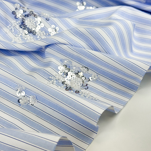 картинка Сорочечная полоска голубая с вышивкой от интернет магазина