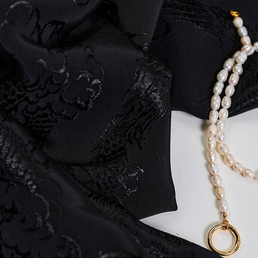 картинка Вискозный шелк жаккардовый "Дракон" черный от интернет магазина