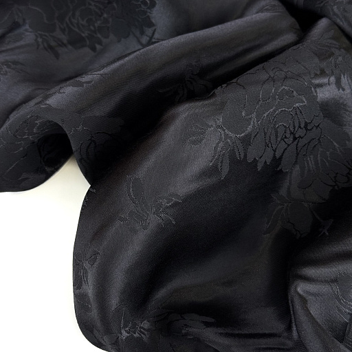 картинка Вискозный шелк жаккардовый "Императорский павлин" черный от интернет магазина