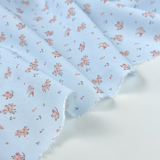 картинка Ткань плательная "Розочки" голубые от интернет магазина