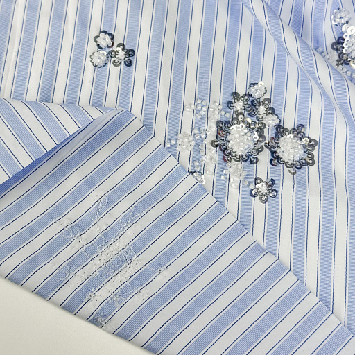 картинка Сорочечная полоска голубая с вышивкой от интернет магазина