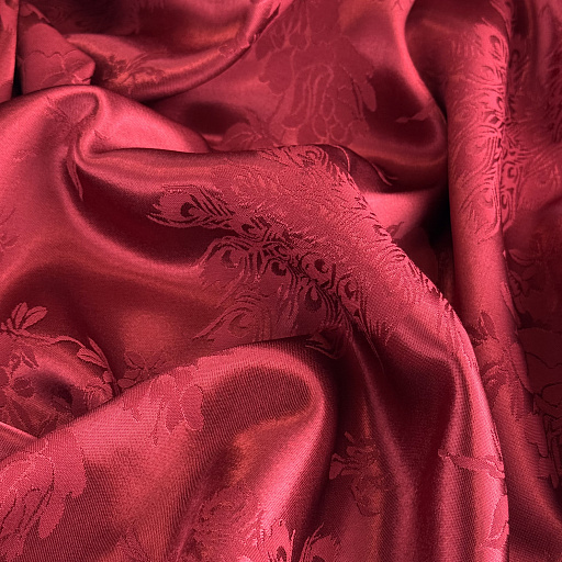 картинка Вискозный шелк жаккардовый "Императорский павлин" бордо от интернет магазина