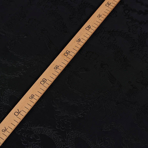 картинка Вискозный шелк жаккардовый "Дракон" черный от интернет магазина