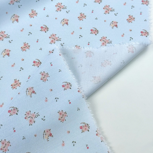 картинка Ткань плательная "Розочки" голубые от интернет магазина