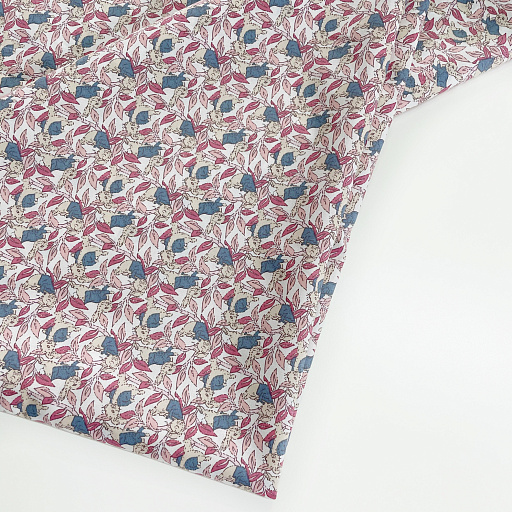 картинка Хлопок "Зайки на лужайке" розовый от интернет магазина