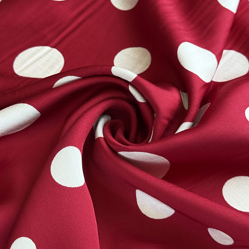 картинка Вискозный шелк "Горошек" крупный на бордовом фоне от интернет магазина