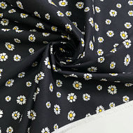 Поплин "Маргаритка" черный фон