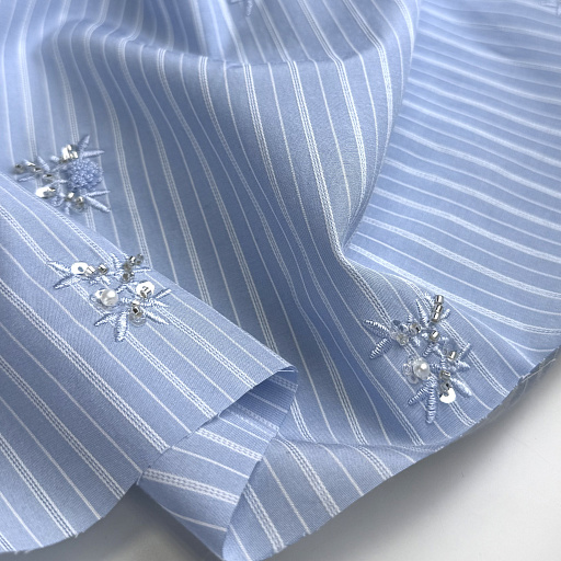 картинка Сорочечная полоска голубая с вышивкой от интернет магазина