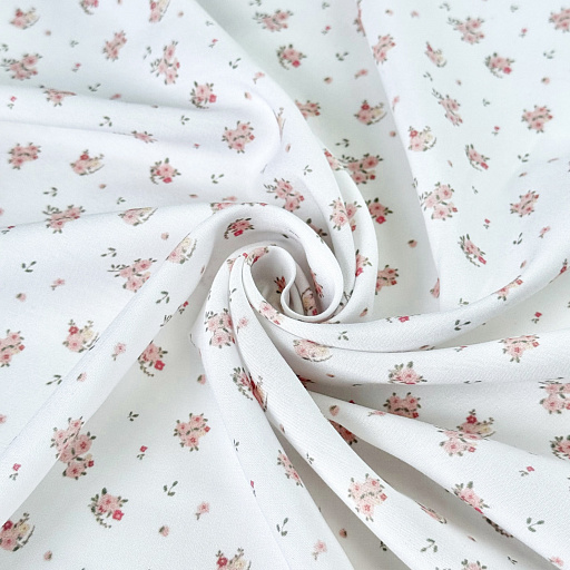 картинка Ткань плательная "Розочки" белые от интернет магазина