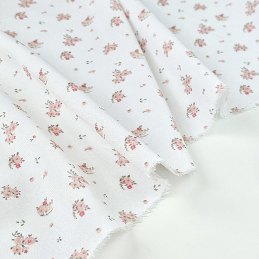 картинка Ткань плательная "Розочки" белые от интернет магазина